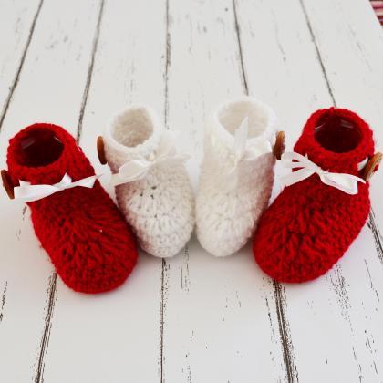 Combo of Red & White Crochet Baby B..