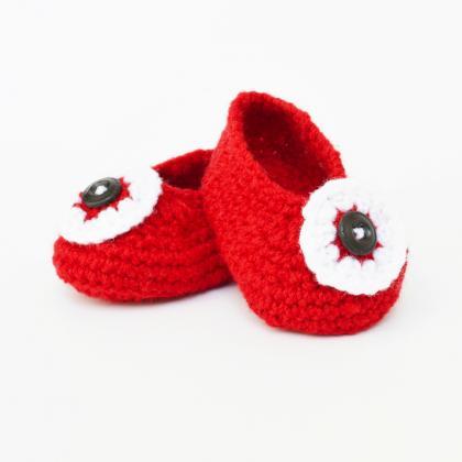 Crochet baby booties - Red