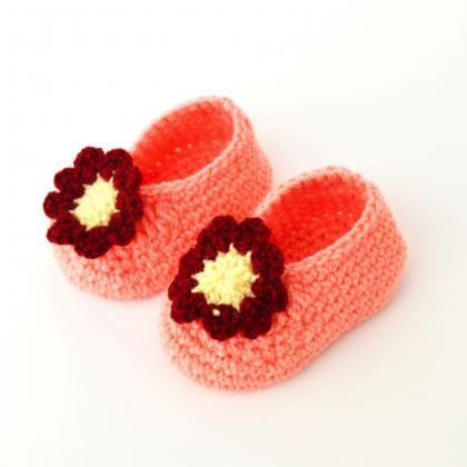 Crochet Baby Booties - Peach