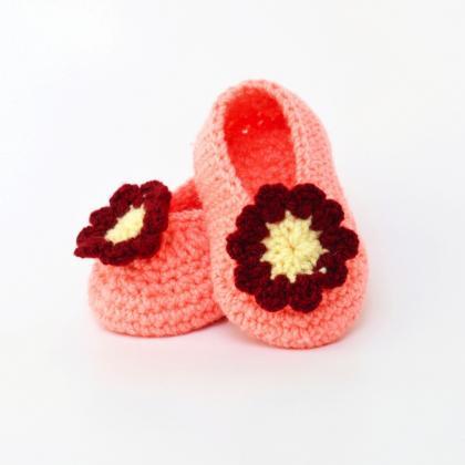 Crochet Baby Booties - Peach