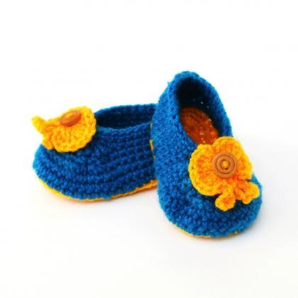 Crochet Baby Booties - Sky Blue