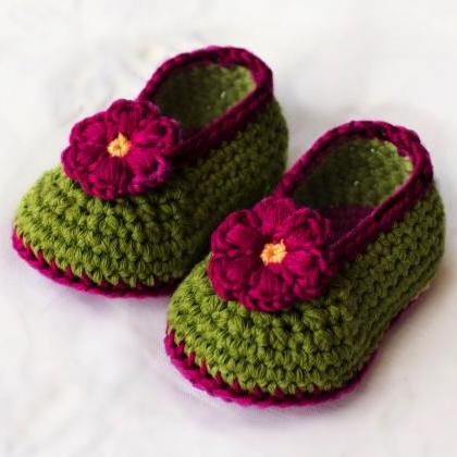 Crochet Baby Booties - Green