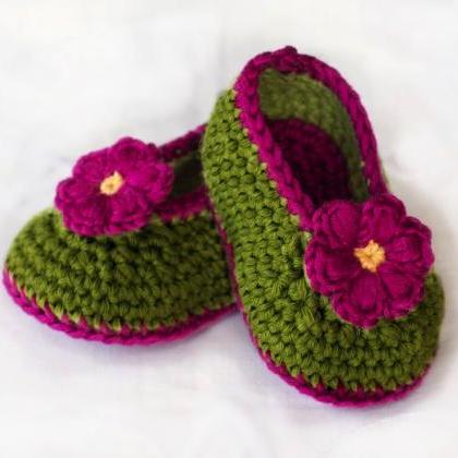Crochet Baby Booties - Green