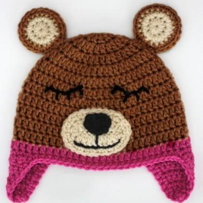 Crochet bear baby cap beanie