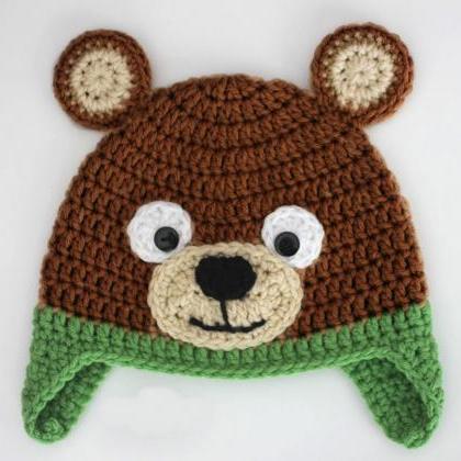 Crochet bear baby cap beanie - Brow..