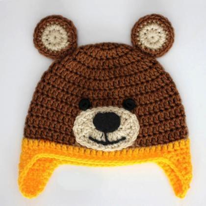 Crochet bear baby cap beanie.- Brow..