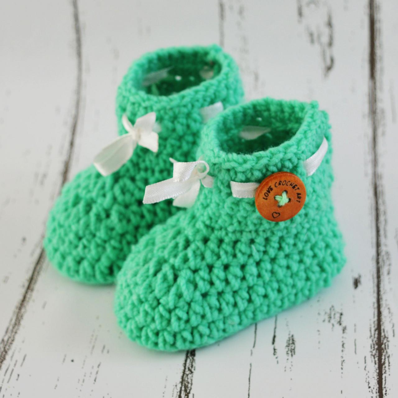 Crochet Baby Booties Woolen Booties, Newborn Infant Booties, Baptism Booties - Pista