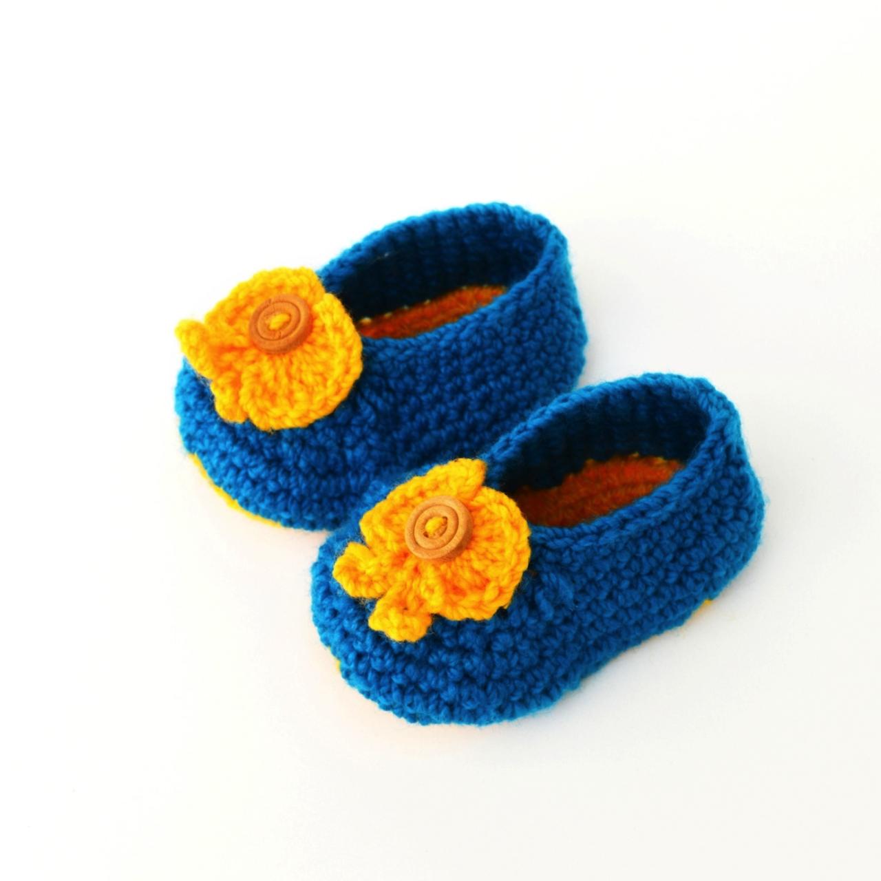 Crochet Baby Booties - Sky Blue