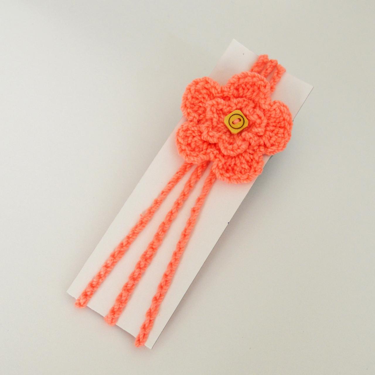Crochet Flower Baby Hair Band / Head Band For Girl - Peach