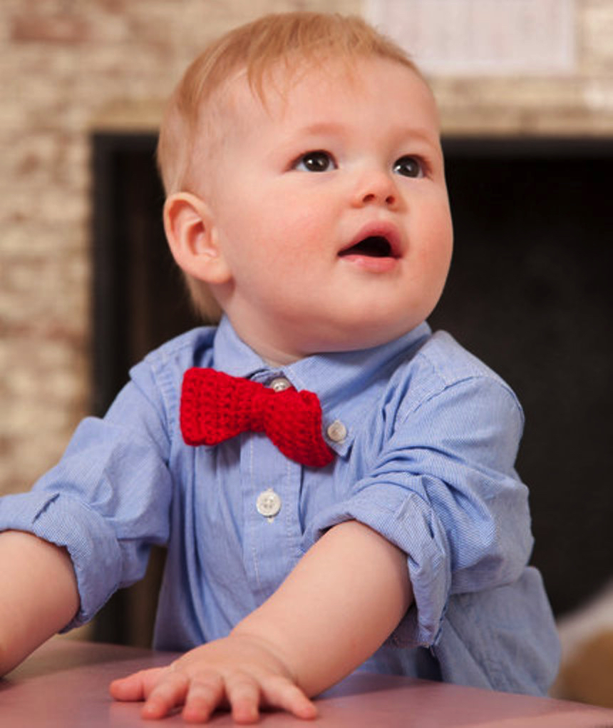 Crochet baby bow tie for little man