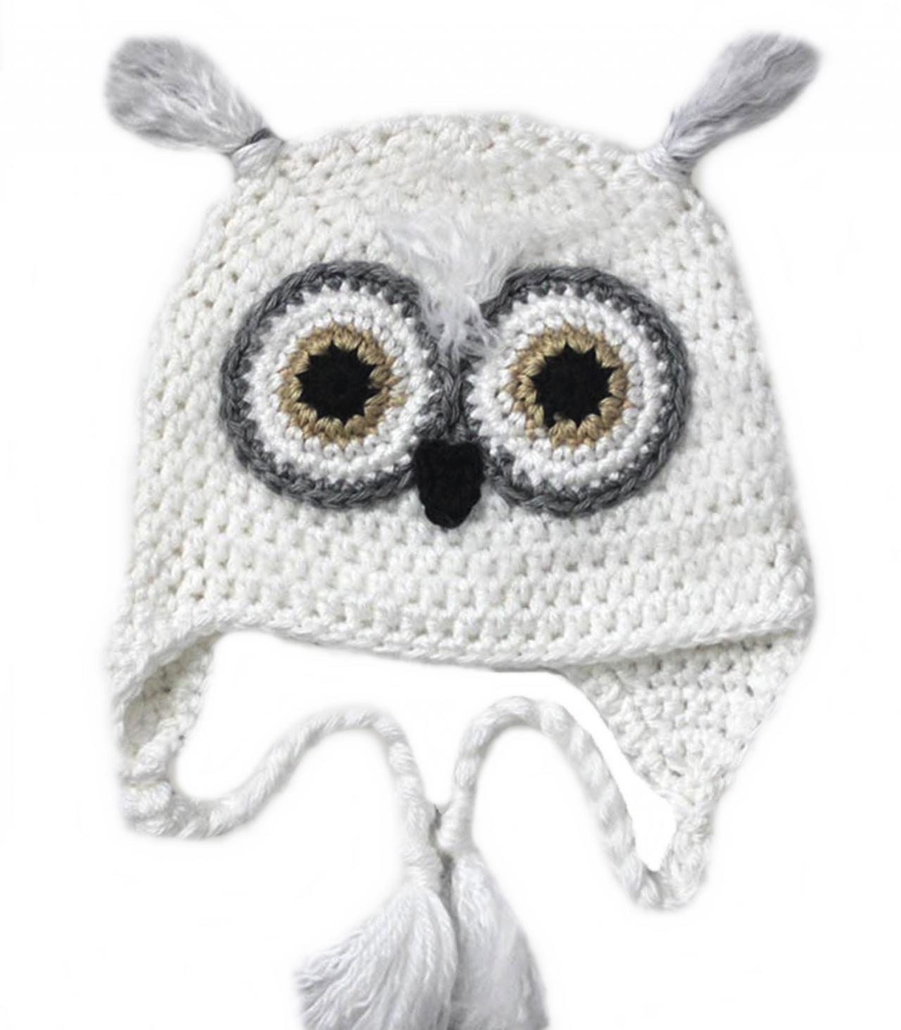Love Crochet Art Snowy Owl Baby Cap Beanie Woolen Cap