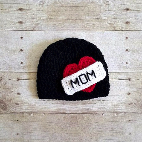 Winter Warm Knitted Hats Girl/Boy I Love MOM Baby Cap Photography Prop 
