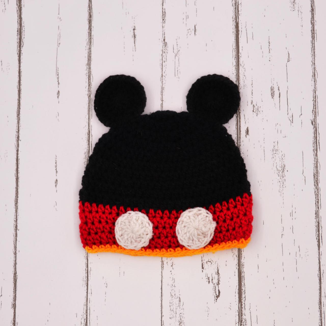 Crochet baby infant cap hat - Black micky