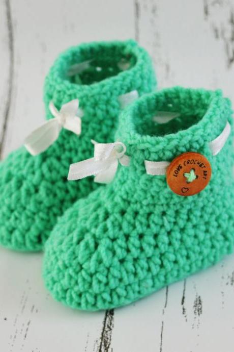 Crochet Baby Booties Woolen Booties, Newborn Infant Booties, Baptism Booties - Pista