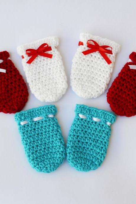 Crochet baby mittens combo of 3