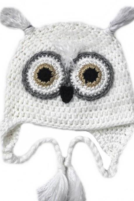 LOVE CROCHET ART Snowy Owl Baby Cap Beanie Woolen Cap 