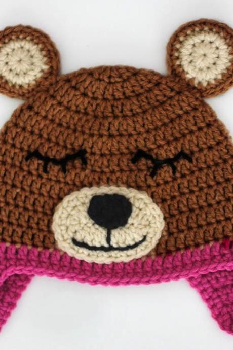 Crochet bear baby cap beanie